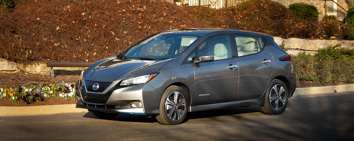 a silver 2021 nissan leaf